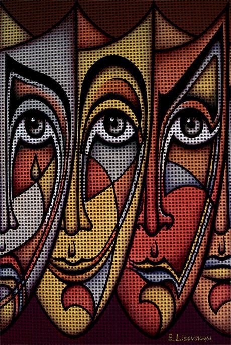 Needlepoint canvas 'The human masks'