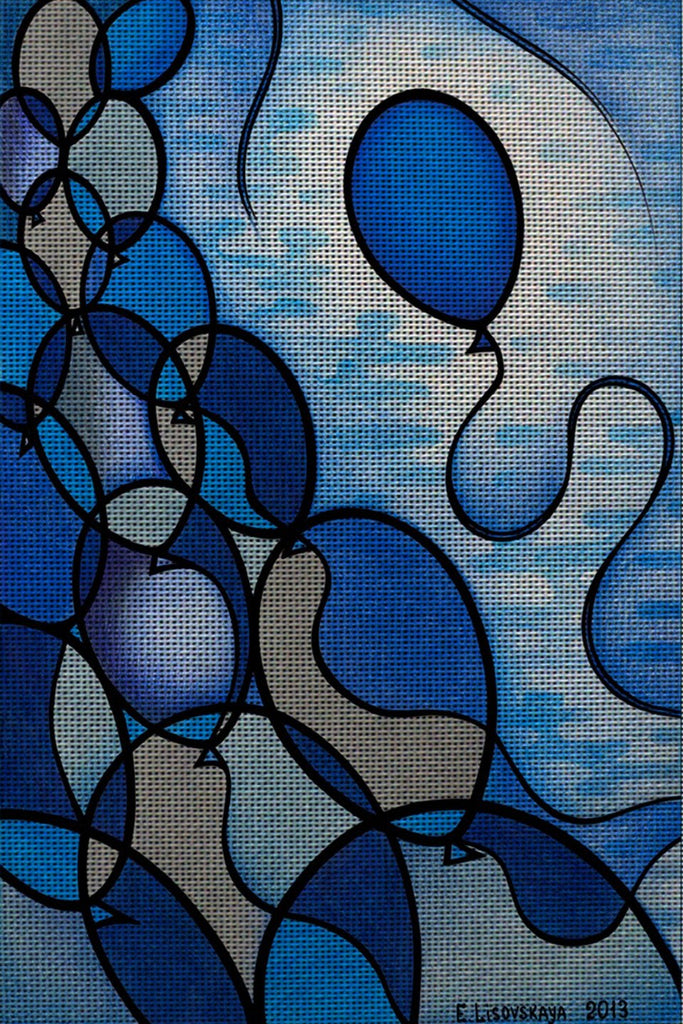 Needlepoint canvas 'Happy Birthday. Balloons'