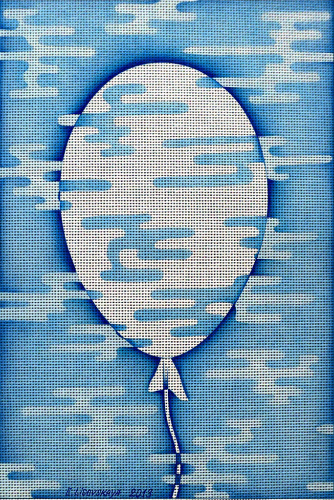 Needlepoint canvas 'Silence.White balloon'