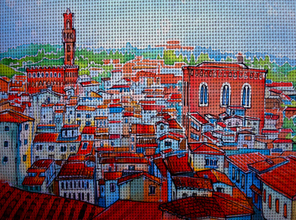 Needlepoint canvas 'Tiled roofs of Florence.Italy' by Hromuh Nataliya