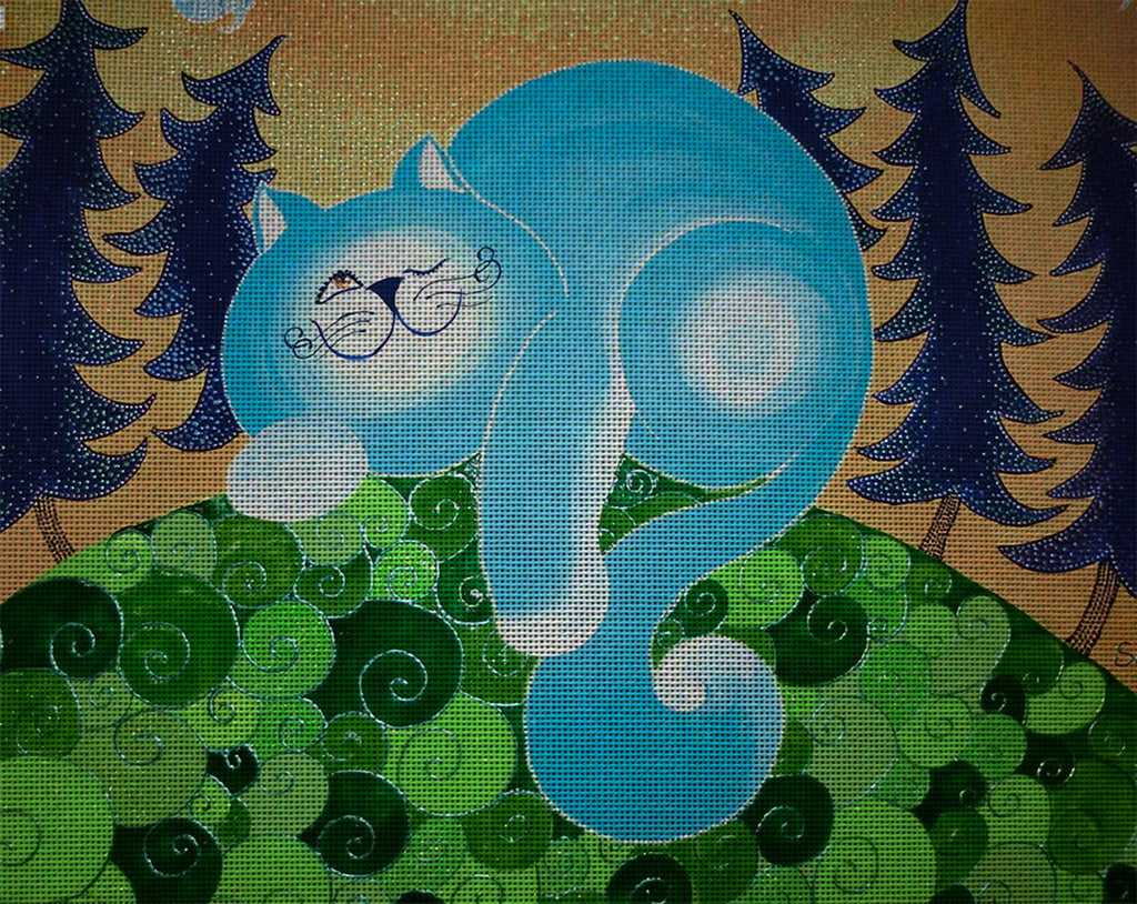 Needlepoint canvas " Blue Cat" by Irina Seliutina