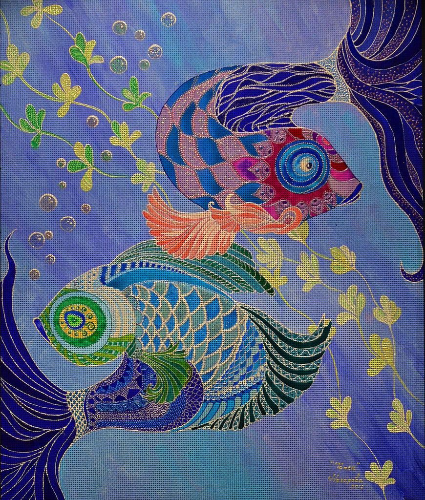 Needlepoint canvas "Fishes's Dance" by Irina Seliutina