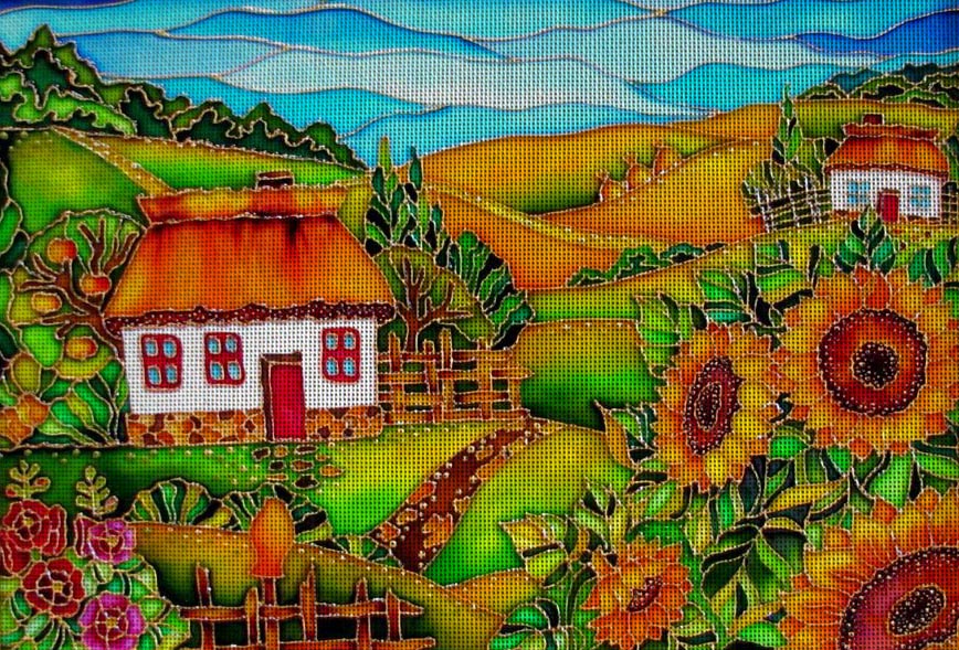 Needlepoint canvas 'Village' by Irina Vasilieva