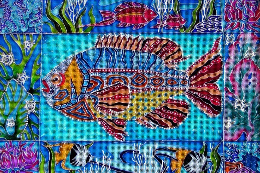 Needlepoint canvas 'Fish.bene?ath the sea' by Irina Vasilieva