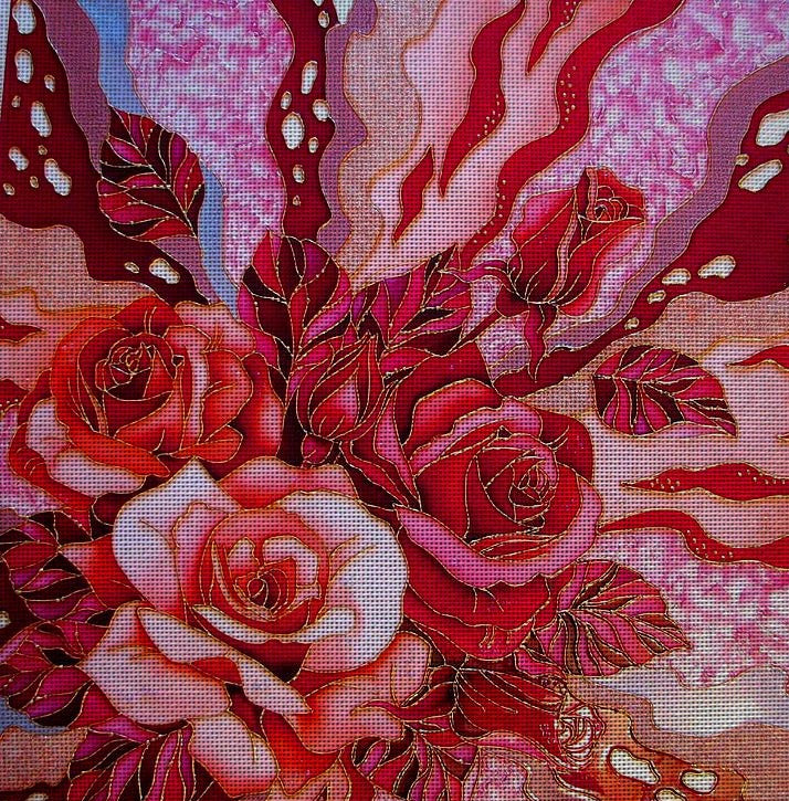 Needlepoint canvas 'Pink posy' by Irina Vasilieva