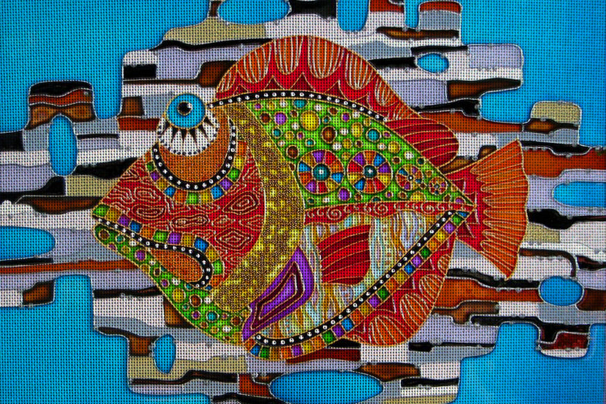 Needlepoint canvas 'Colorful Fish' by Irina Vasilieva