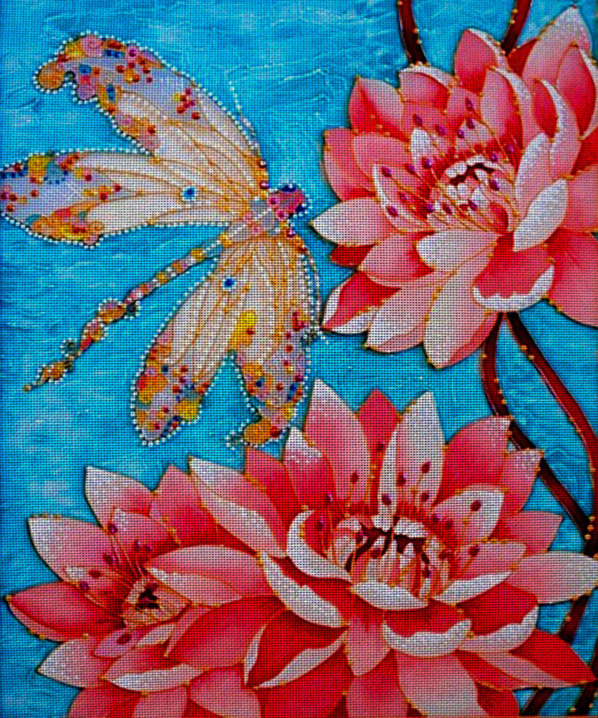 Needlepoint canvas 'Dragonfly and Lotus' by Irina Vasilieva