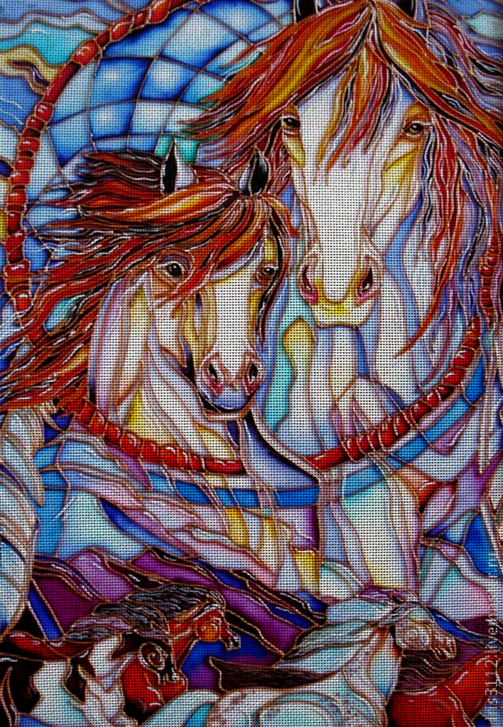 Needlepoint canvas 'White horses' by Irina Vasilieva