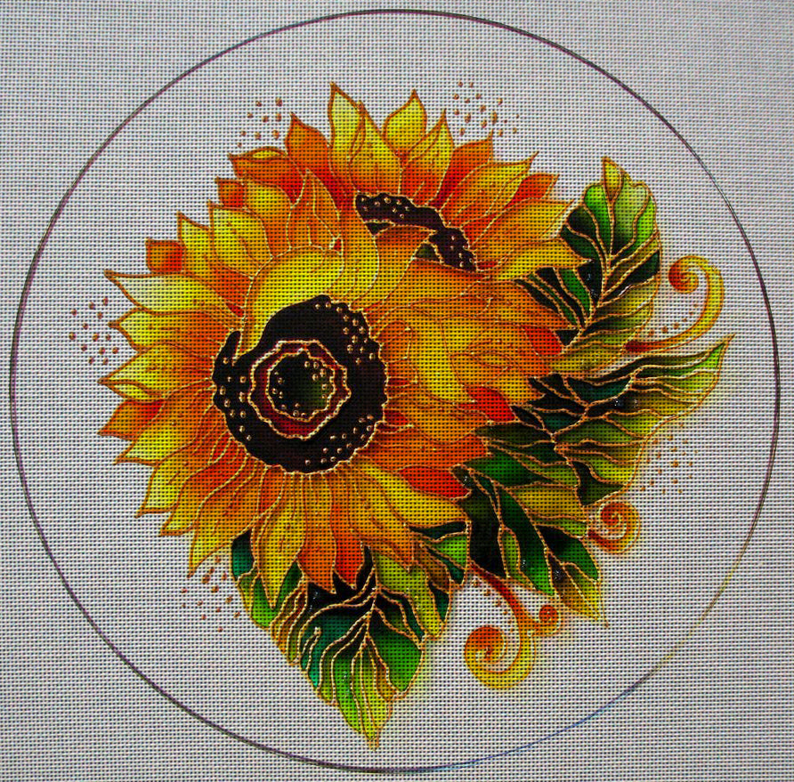 Needlepoint canvas 'Ornament Sunflowers' by Irina Vasilieva