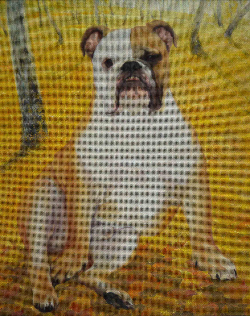 Needlepoint canvas 'Bulldog Bourgeois in Fall'