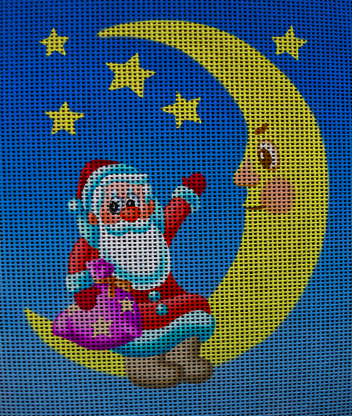 Needlepoint canvas 'Christmas Santa on the Moon' by Stitch Art
