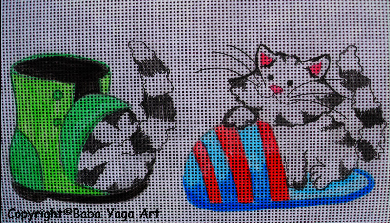 Needlepoint canvas 'Kitten play with Shoes' by Stitch Art