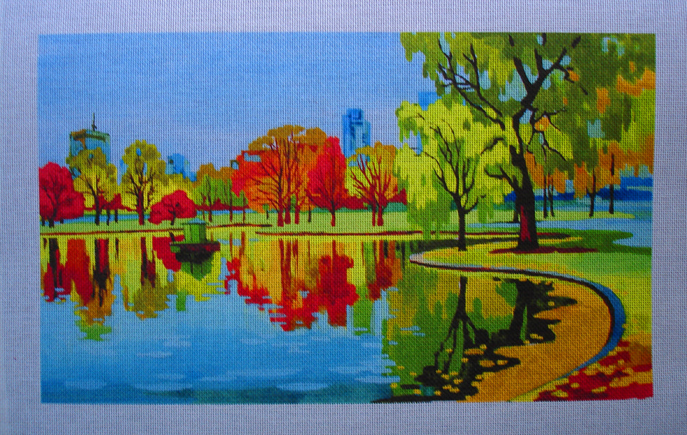 Needlepoint canvas 'Autumn in Boston Public Garden' by Stitch Art