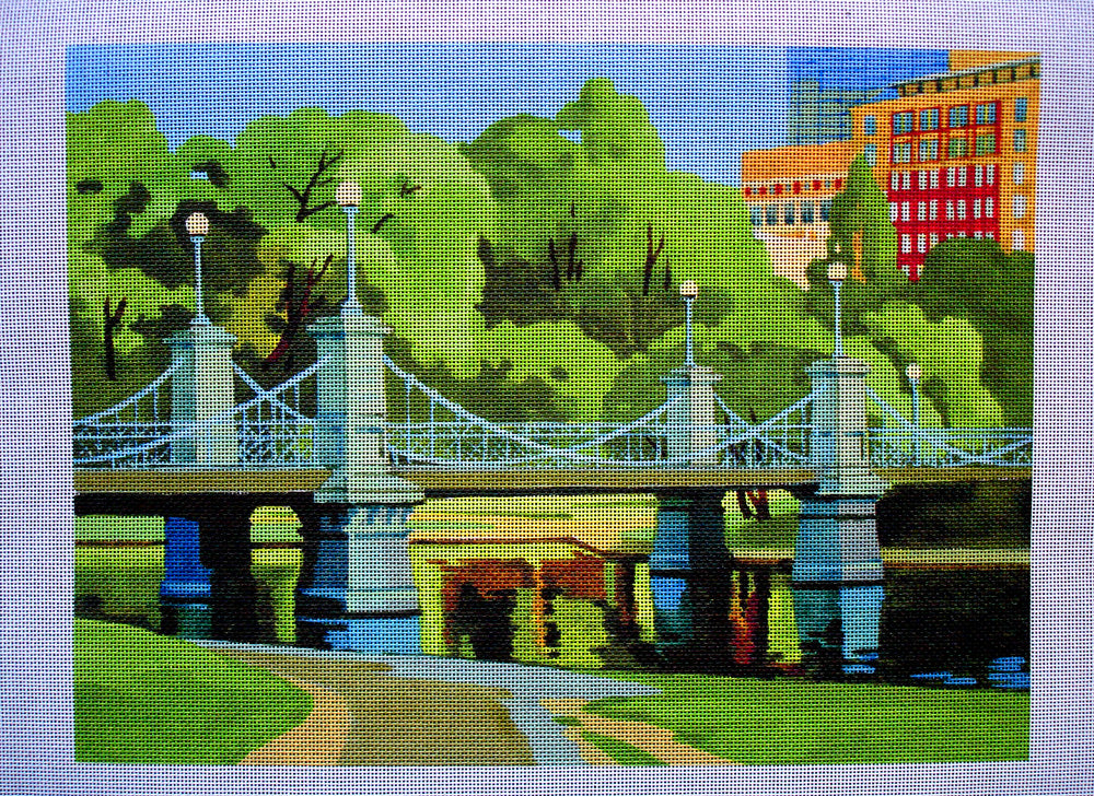 Needlepoint canvas 'Boston Public Garden Bridge' by Stitch Art