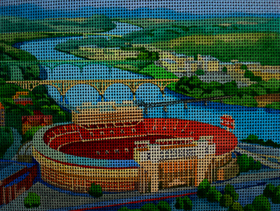 Needlepoint canvas 'Neyland Stadium Aerial' by Stitch Art