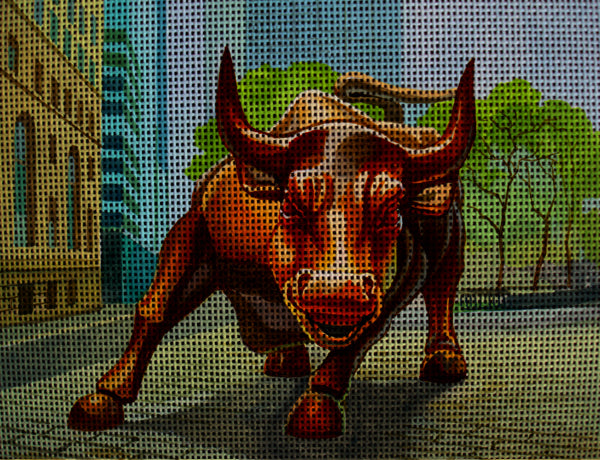 Needlepoint canvas 'Wall Street Bull NYC' by Stitch Art