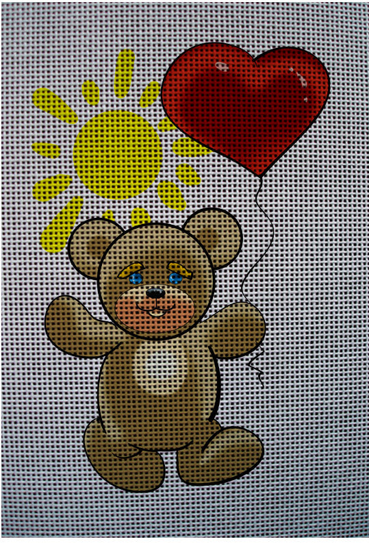 Needlepoint canvas 'Bear with Heart Balloon' by Stitch Art