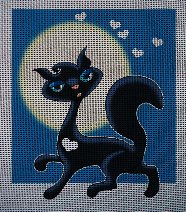 Needlepoint canvas 'Valentine black cat' by Stitch Art
