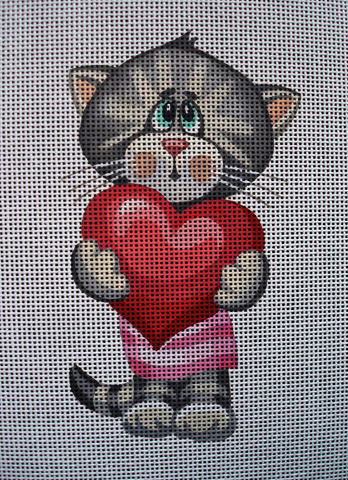 Needlepoint canvas 'Cute Shay Cat with Heart' by Stitch Art